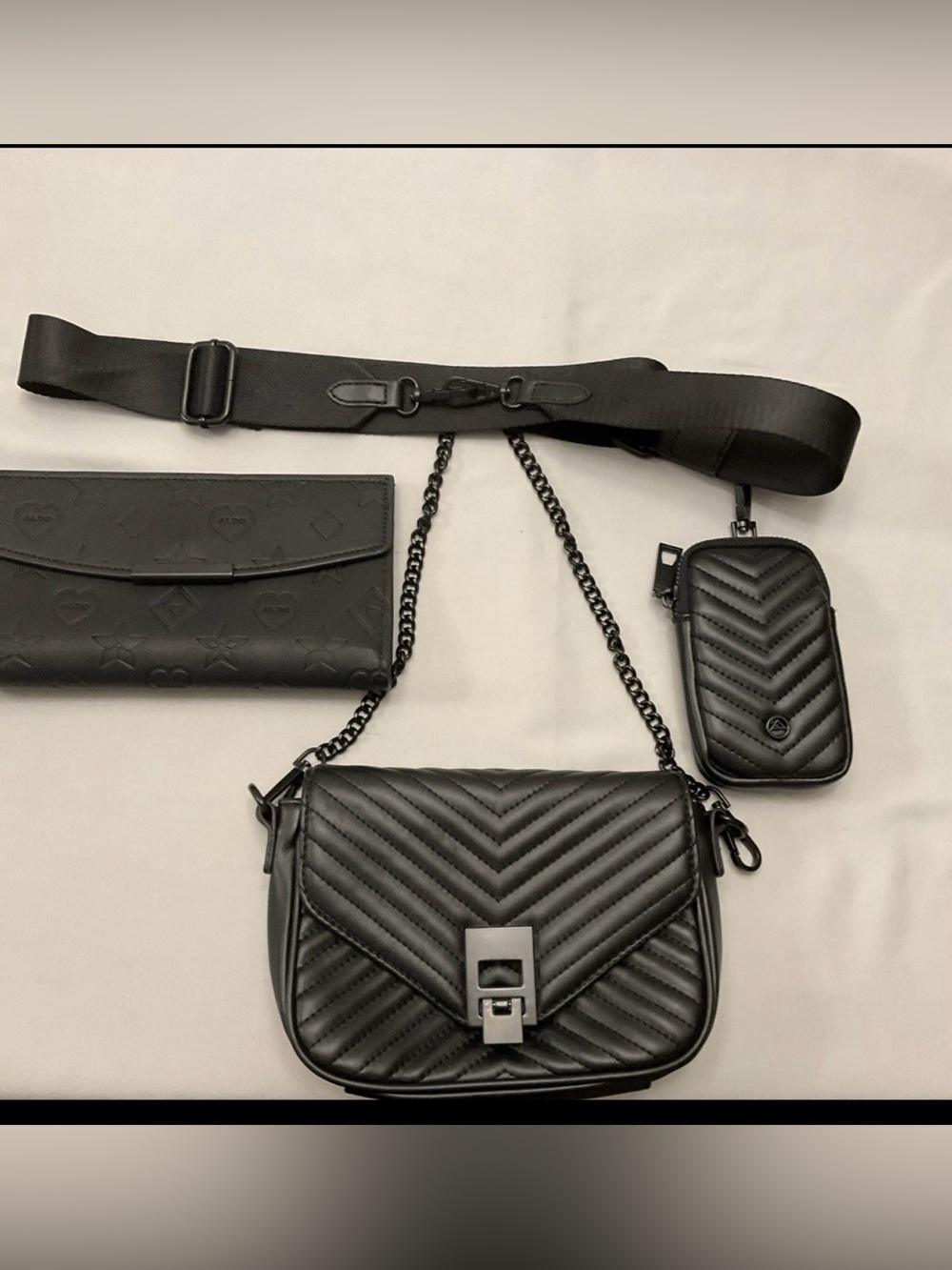 Aldo 3 in 1 Handbag Exchange Straps Black Clutch